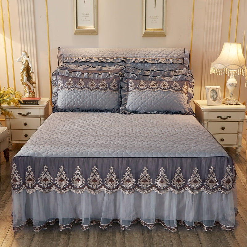 Gonna Letto Elegante con Bordi in Pizzo