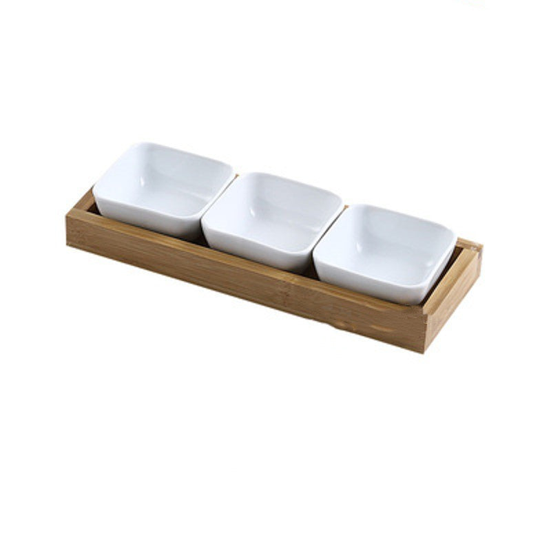 Bamboo Fruit Set – Piatti in Ceramica con Vassoio in Bambù