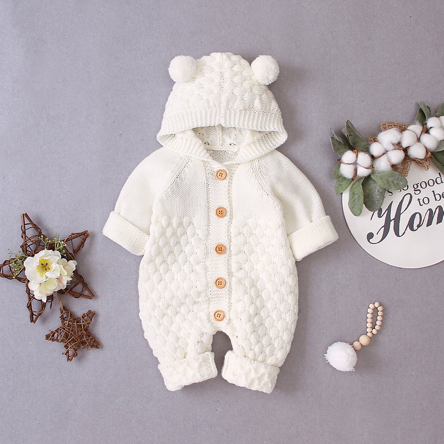 Knit Cozy – Tuta in Maglia Lavorata con Cappuccio Comfort (6-9 mesi, 9-12 mesi, 12-18 mesi, 24-36 mesi)
