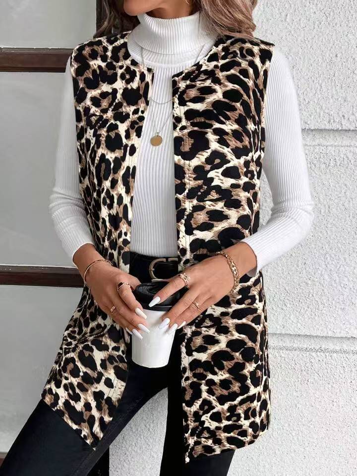 Giacca Casual Stampa Leopardata (S-2XL)
