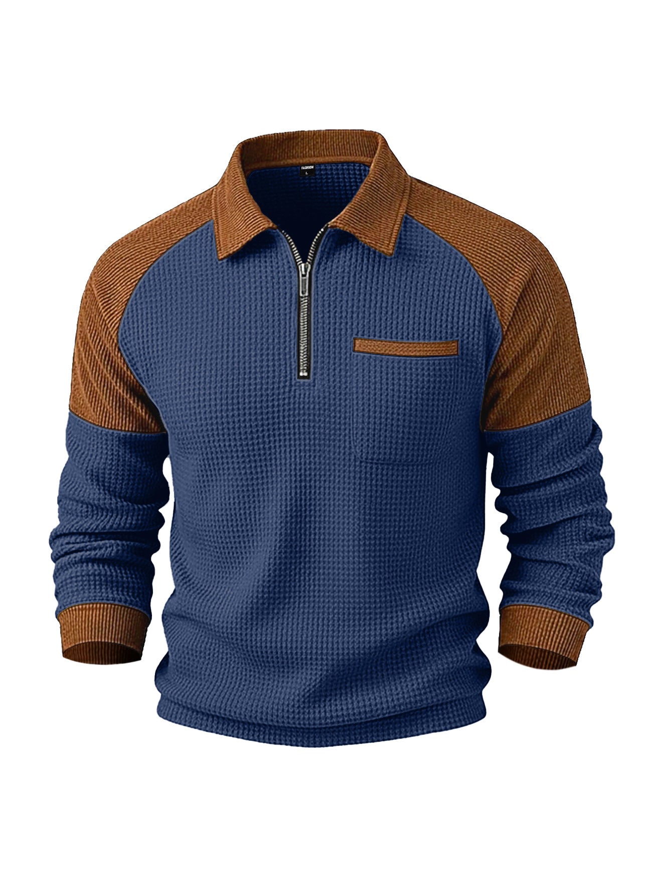 Polo Honey-Grid – Felpa Casual con Colletto a Mezza Zip e Trama a Nido d'Ape (S-3XL)
