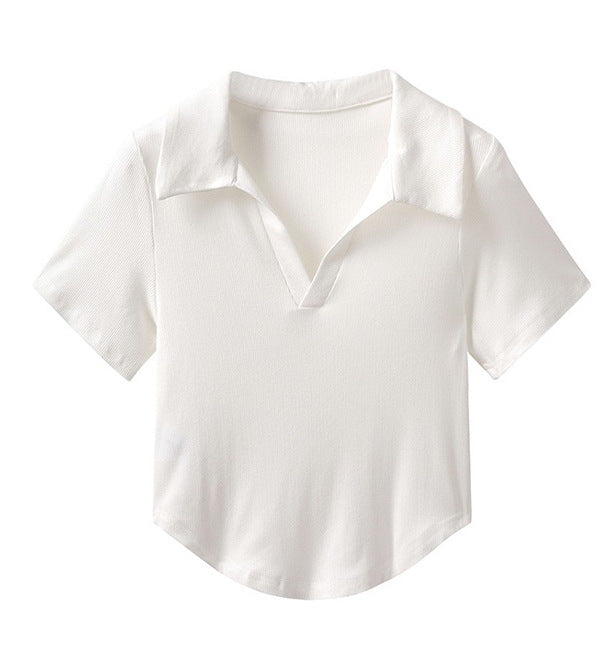 Top Scollo a Revers (Stile Polo) (S-XL)