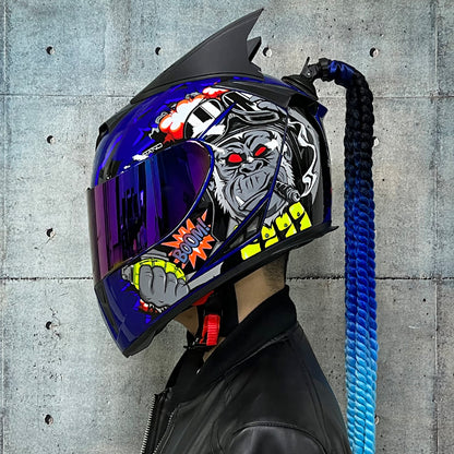 Casco Integrale "Street-Braids" con Treccine (S-2XL)