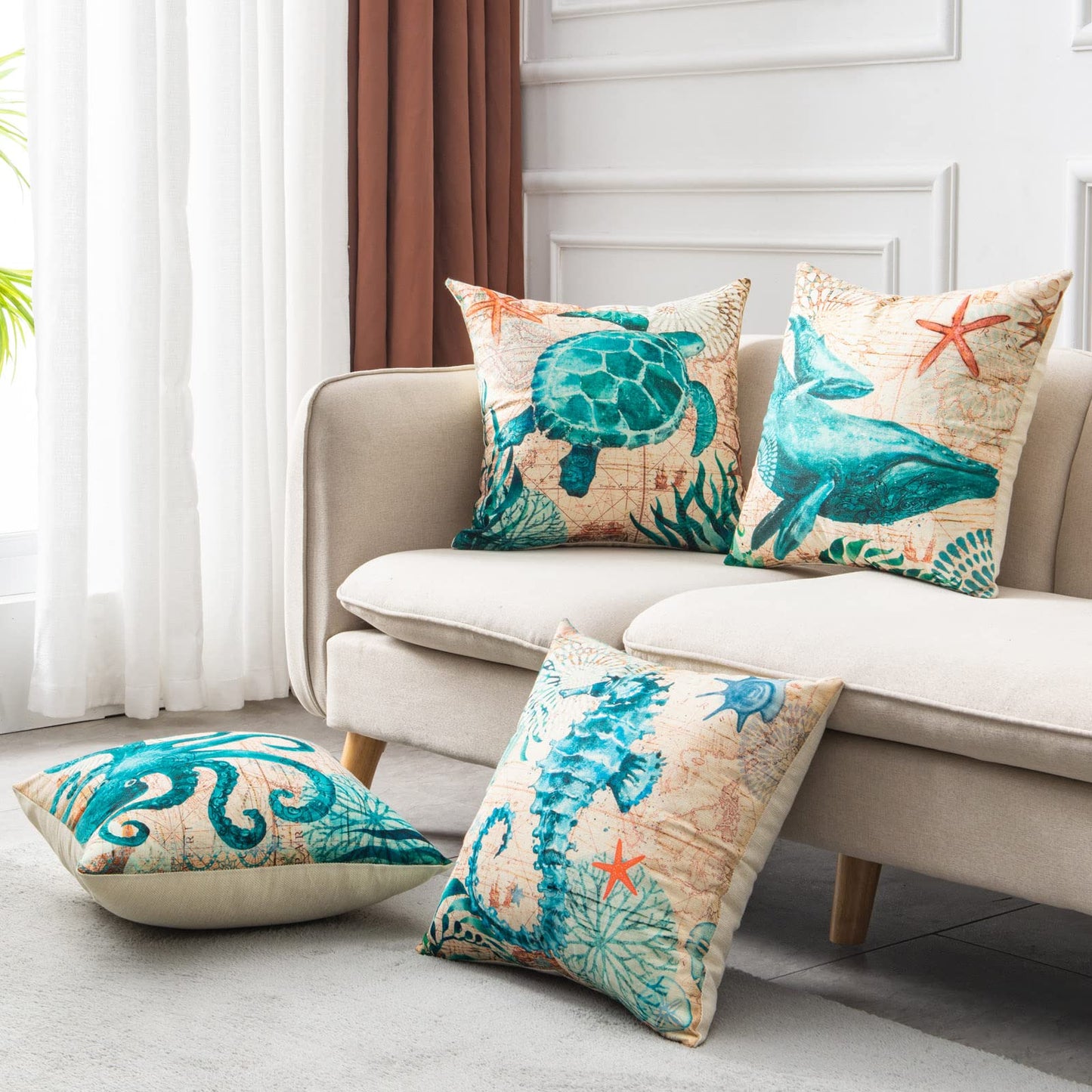 Ocean Turtle Print – Federa Decorativa con Stampa Tartaruga Marina