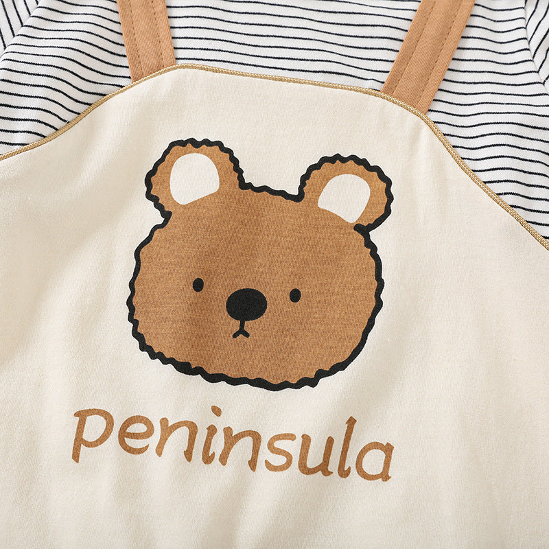 Beary Cute – Salopette Tutto-in-Uno con Stampa Orsetto Cartoon (6-9 mesi, 9-12 mesi, 12-18 mesi, 24-36 mesi)