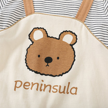 Beary Cute – Salopette Tutto-in-Uno con Stampa Orsetto Cartoon (6-9 mesi, 9-12 mesi, 12-18 mesi, 24-36 mesi)