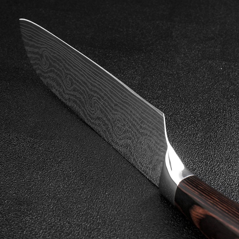 Collezione Coltelli Professionali 'Black Forest' - Acciaio Damascato Laser