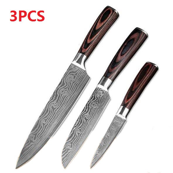 Collezione Coltelli Professionali 'Black Forest' - Acciaio Damascato Laser