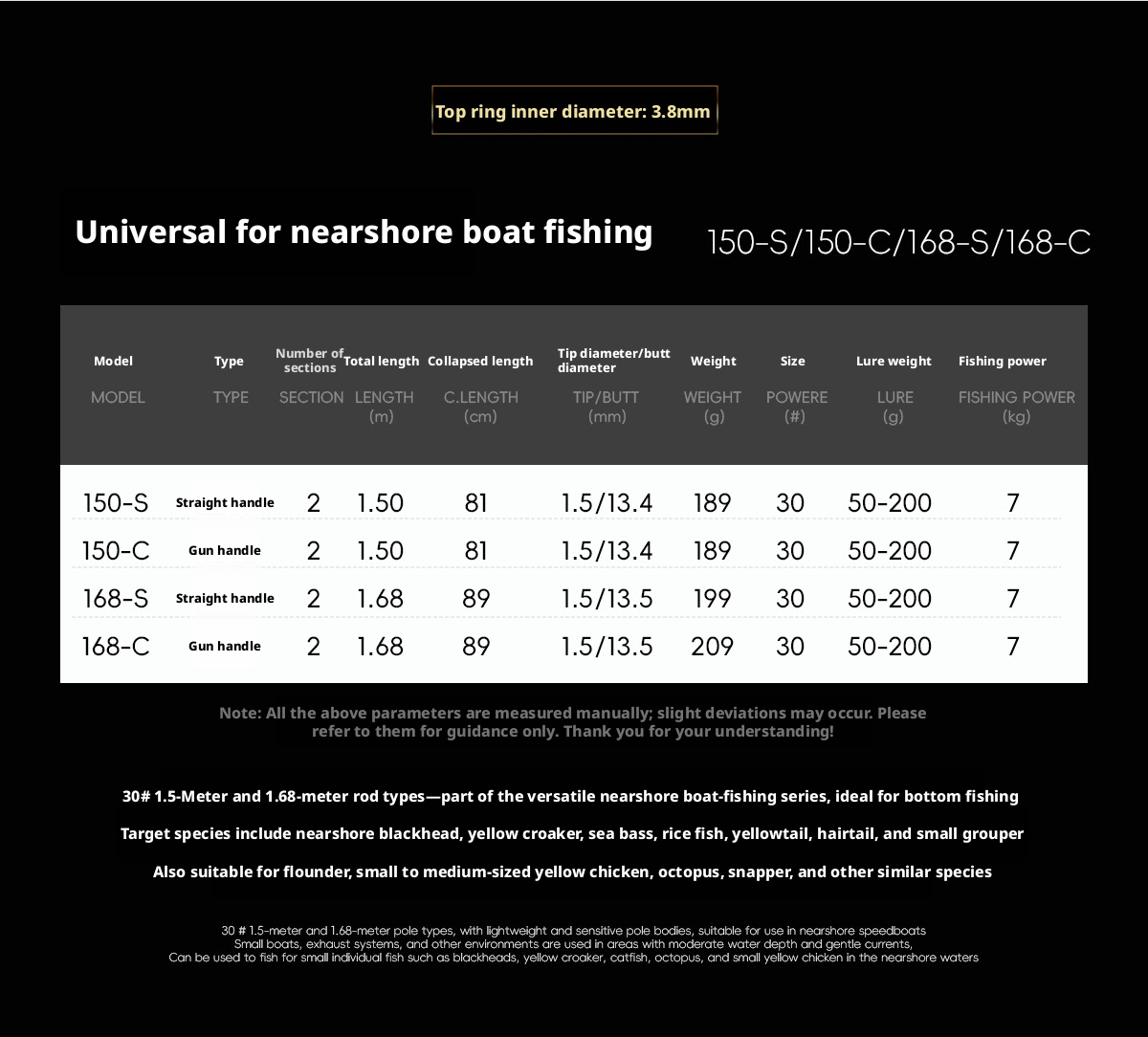 Canna da Pesca M.S Hai Bao II Spinning/Casting 1.50m, 1.68m, 1.80m, 1.98m 2.10m, 2.40m, 2.70m