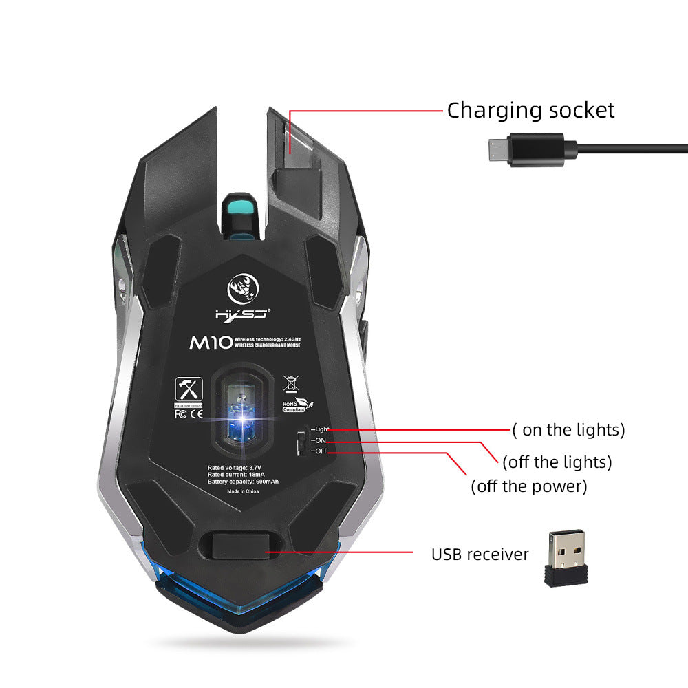 HXSJ Pro-Gaming Mouse 2.4G con Retroilluminazione LED