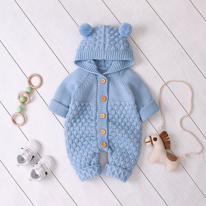 Knit Cozy – Tuta in Maglia Lavorata con Cappuccio Comfort (6-9 mesi, 9-12 mesi, 12-18 mesi, 24-36 mesi)