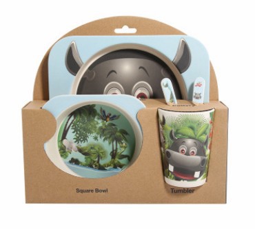 Eco-Bambù Kids Set – Set pappa 5 pezzi in fibra di bambù