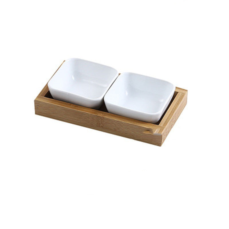 Bamboo Fruit Set – Piatti in Ceramica con Vassoio in Bambù