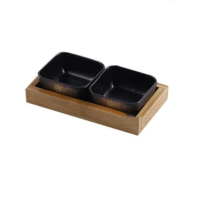 Bamboo Fruit Set – Piatti in Ceramica con Vassoio in Bambù