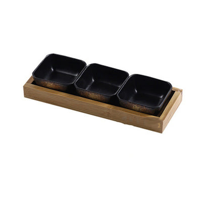 Bamboo Fruit Set – Piatti in Ceramica con Vassoio in Bambù