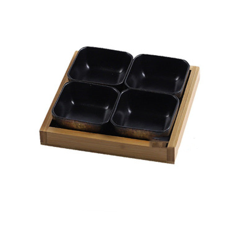 Bamboo Fruit Set – Piatti in Ceramica con Vassoio in Bambù
