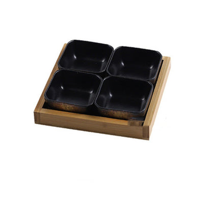 Bamboo Fruit Set – Piatti in Ceramica con Vassoio in Bambù
