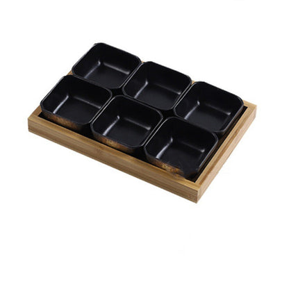 Bamboo Fruit Set – Piatti in Ceramica con Vassoio in Bambù