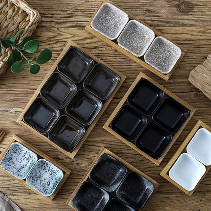 Bamboo Fruit Set – Piatti in Ceramica con Vassoio in Bambù