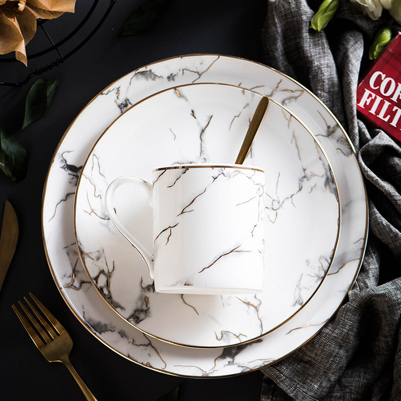 White Marble Aura – Tazza in Ceramica Effetto Marmo