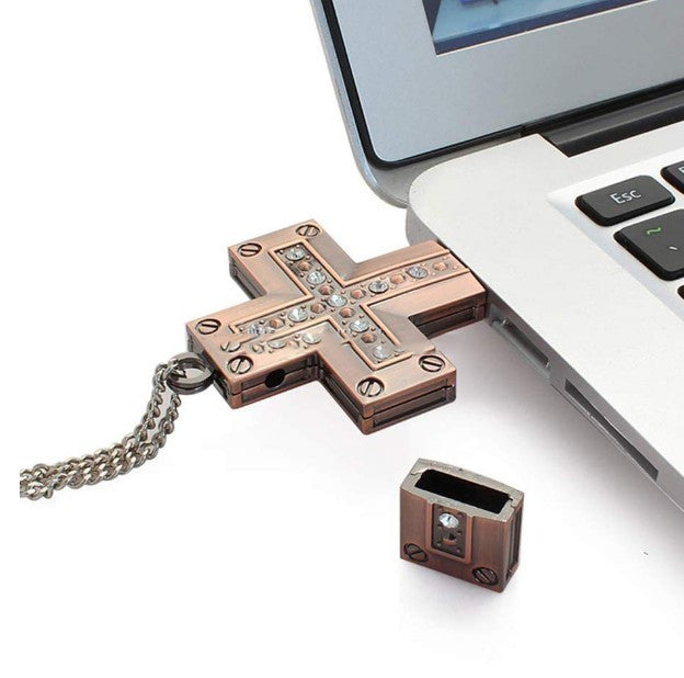 Chiavetta USB Holy Cross in Metallo Cromato (4GB / 8GB / 16GB / 32GB)