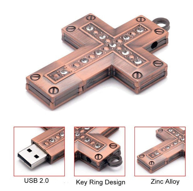 Chiavetta USB Holy Cross in Metallo Cromato (4GB / 8GB / 16GB / 32GB)