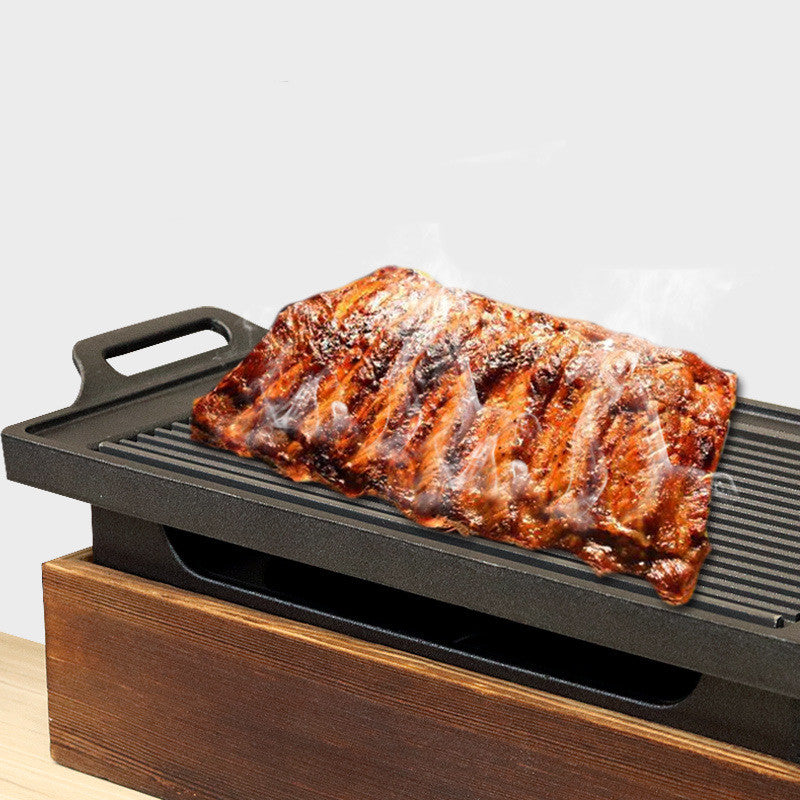 Seoul Style Smoke-Free – Piastra Grill in Stile Coreano con Supporto in Legno