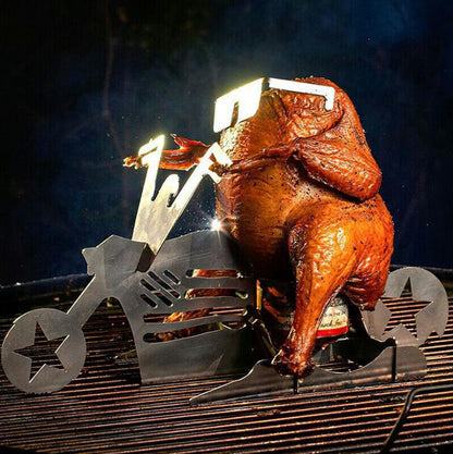 Funny Biker Roast – Supporto per Pollo Arrosto in Acciaio a Forma di Moto