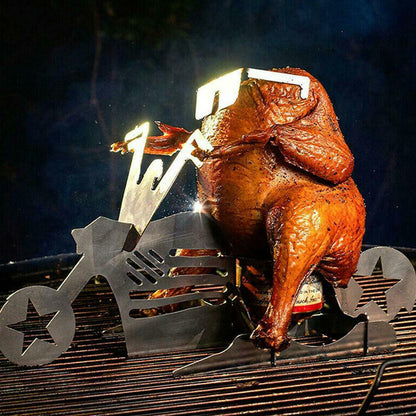Funny Biker Roast – Supporto per Pollo Arrosto in Acciaio a Forma di Moto