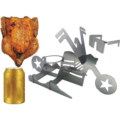 Funny Biker Roast – Supporto per Pollo Arrosto in Acciaio a Forma di Moto