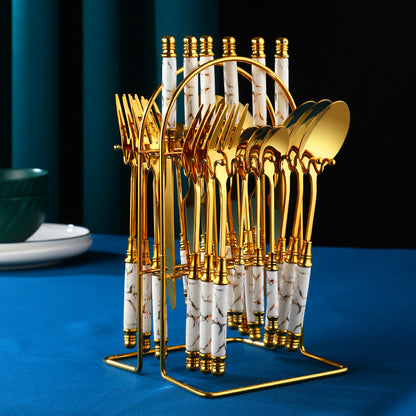 Western Steel Set – Set Posate Occidentali in Acciaio Marmorizzate