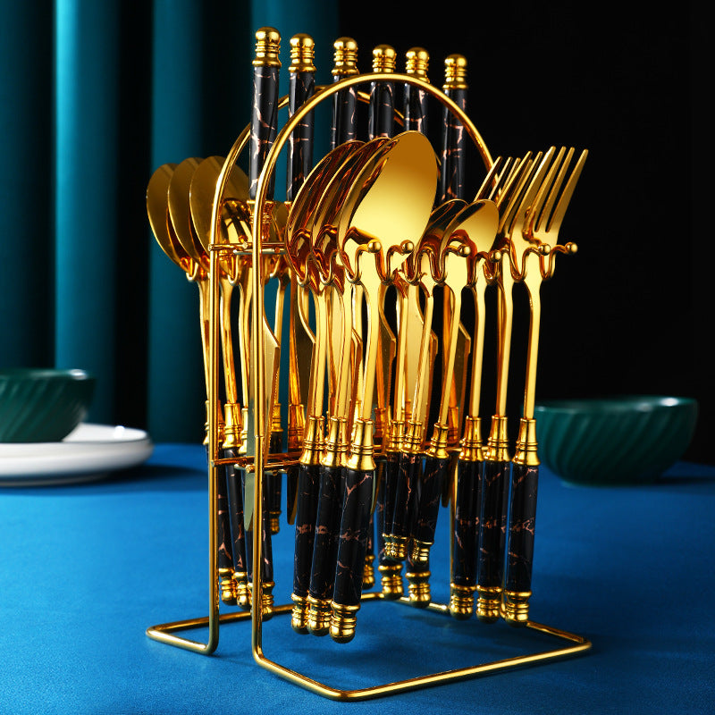 Western Steel Set – Set Posate Occidentali in Acciaio Marmorizzate