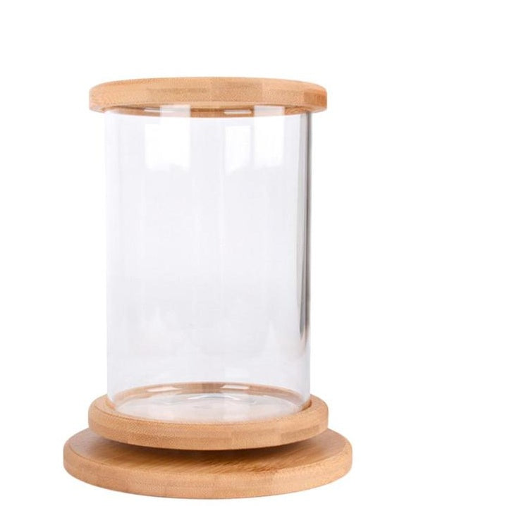 BambooTube - Nano Acquario Cilindrico con Finiture in Legno