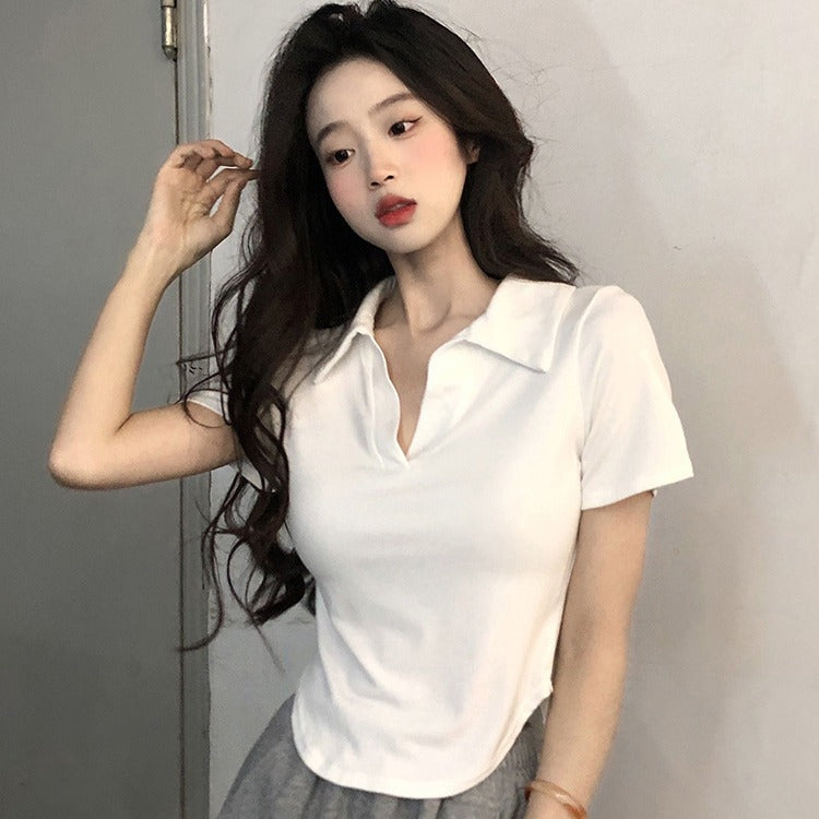 Top Scollo a Revers (Stile Polo) (S-XL)
