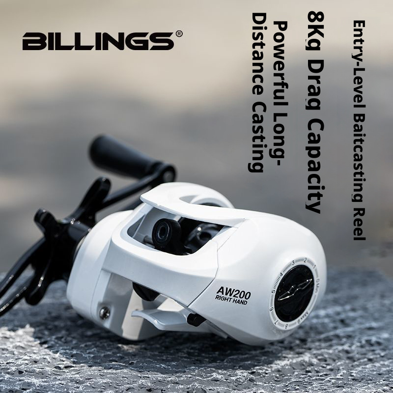 Billings AW200 - Mulinello da Baitcasting Water-Drop - Total White Edition