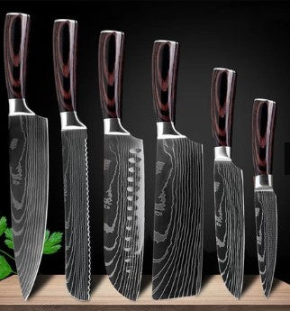 Collezione Coltelli Professionali 'Black Forest' - Acciaio Damascato Laser