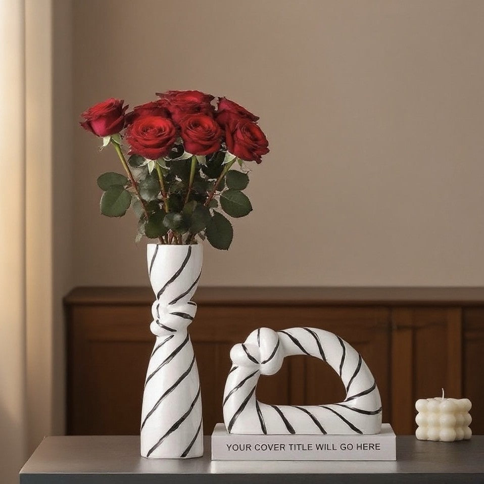 Set Design Infinity Knot - Vaso e Scultura Moderna in Ceramica