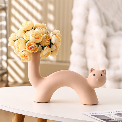 Felis Cream Style – Vaso Decorativo in Ceramica a Forma di Gatto