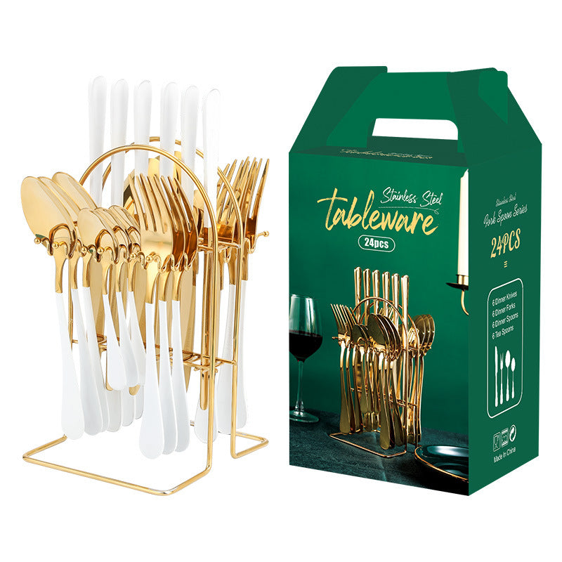 Chroma Luxe - Set Posate 24 Pezzi in Acciaio e Smalto