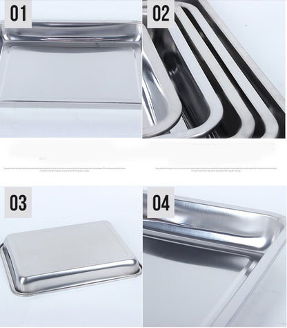 Steel Deep Tray Set – Vassoi Rettangolari Profondi in Acciaio per Barbecue e Forno