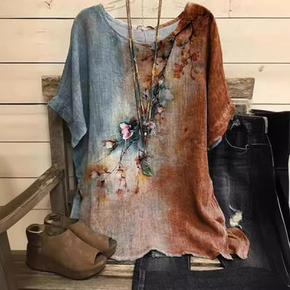 Maglia Casual con Fantasia Floreale Maniche Corte (S-3XL)
