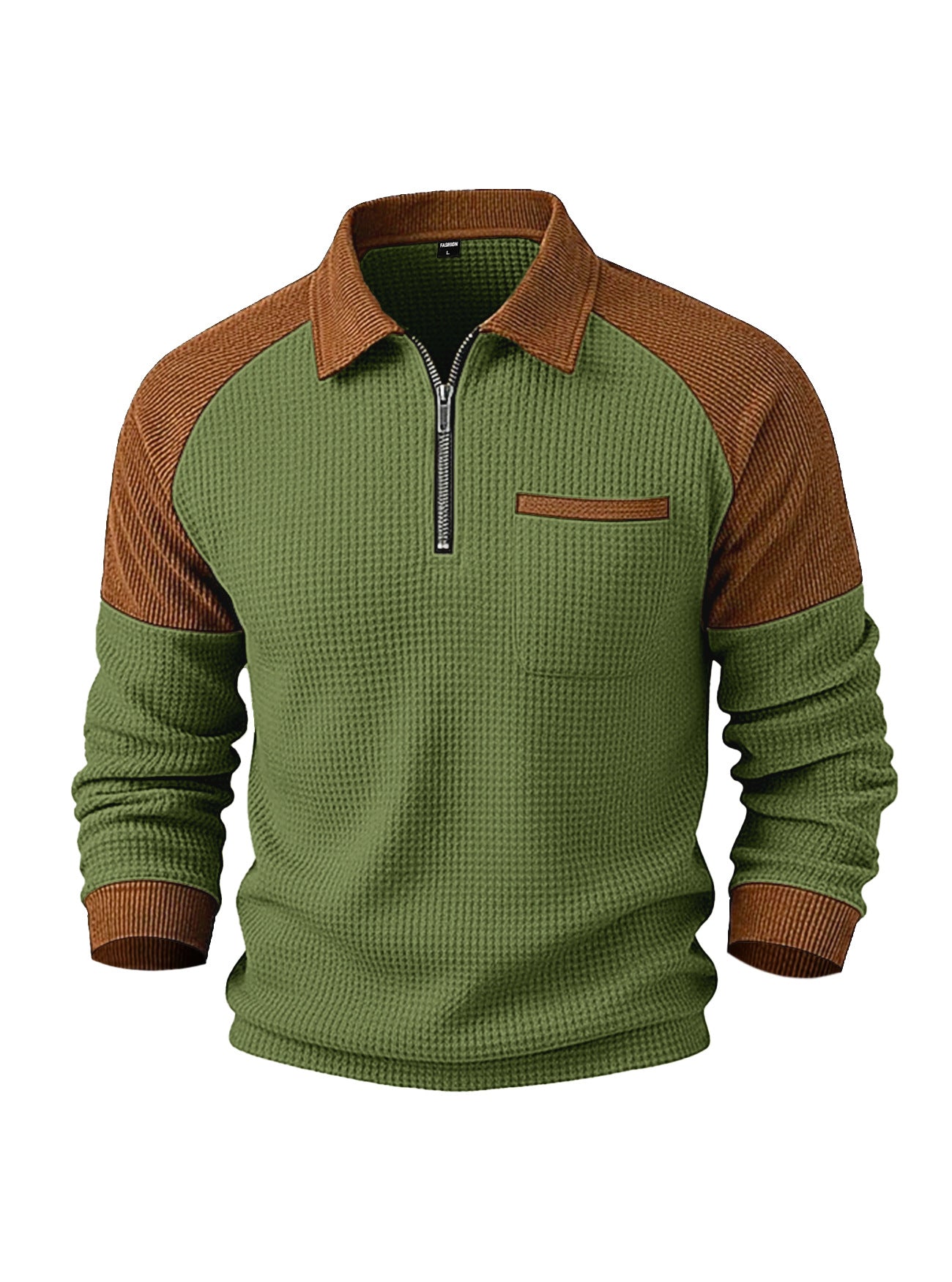 Polo Honey-Grid – Felpa Casual con Colletto a Mezza Zip e Trama a Nido d'Ape (S-3XL)