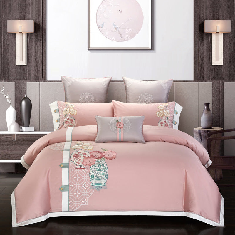 Set 4 Pezzi in Cotone Ricamato Premium