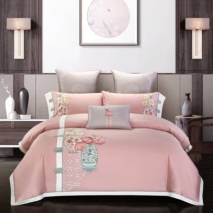 Set 4 Pezzi in Cotone Ricamato Premium