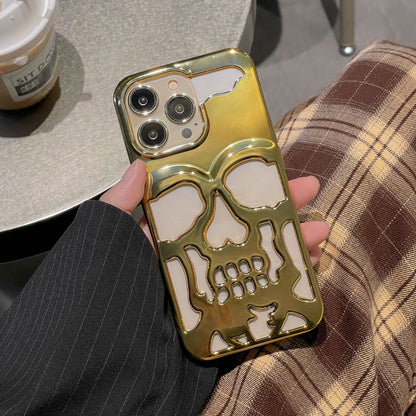 Skull-Gold Luxury: Cover Teschio 3D Metal (Iphone 13-14-15-16 / 14-15-16 Plus / 13-14-15-16 Pro / 13-14-15-16 Pro Max