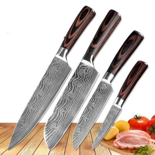 Collezione Coltelli Professionali 'Black Forest' - Acciaio Damascato Laser