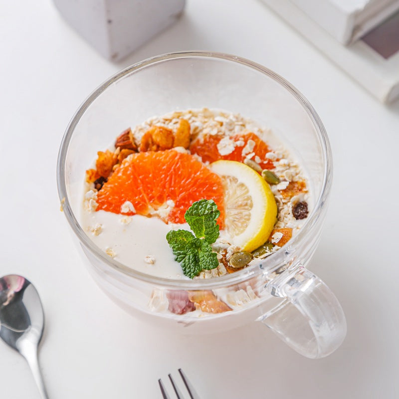 Glass Milk Bowl – Ciotola Grande in Vetro con Coperchio e Cucchiaio