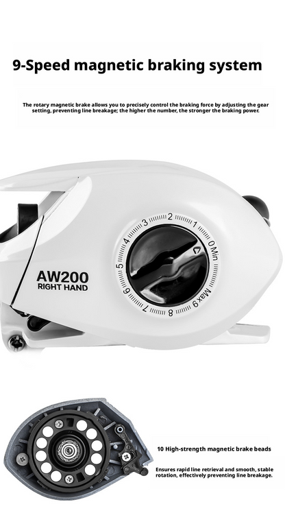 Billings AW200 - Mulinello da Baitcasting Water-Drop - Total White Edition