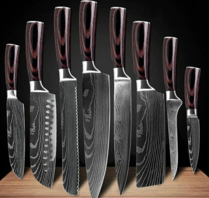 Collezione Coltelli Professionali 'Black Forest' - Acciaio Damascato Laser