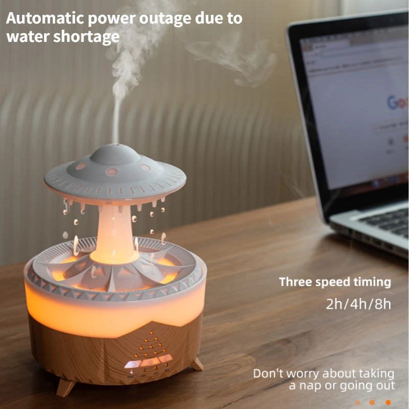 Mushroom Zen Rain - Umidificatore a Pioggia e LED Multi-Colore